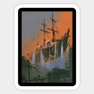 The wrecked pirate ship Sticker